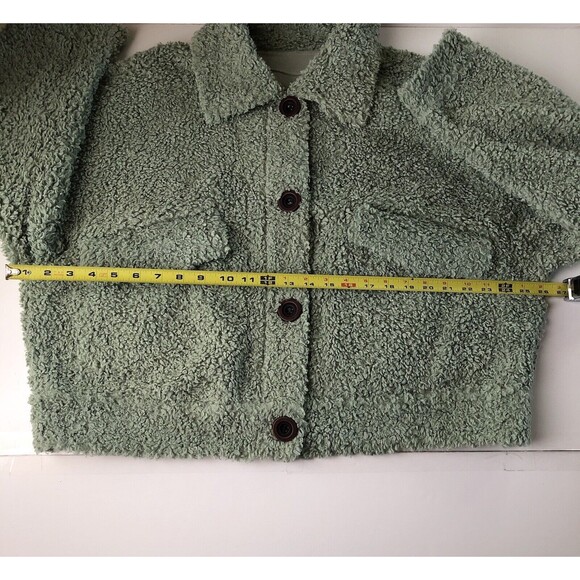 MOTF Faux Sherpa Crop Jacket Green Size Large - Picture 5 of 12